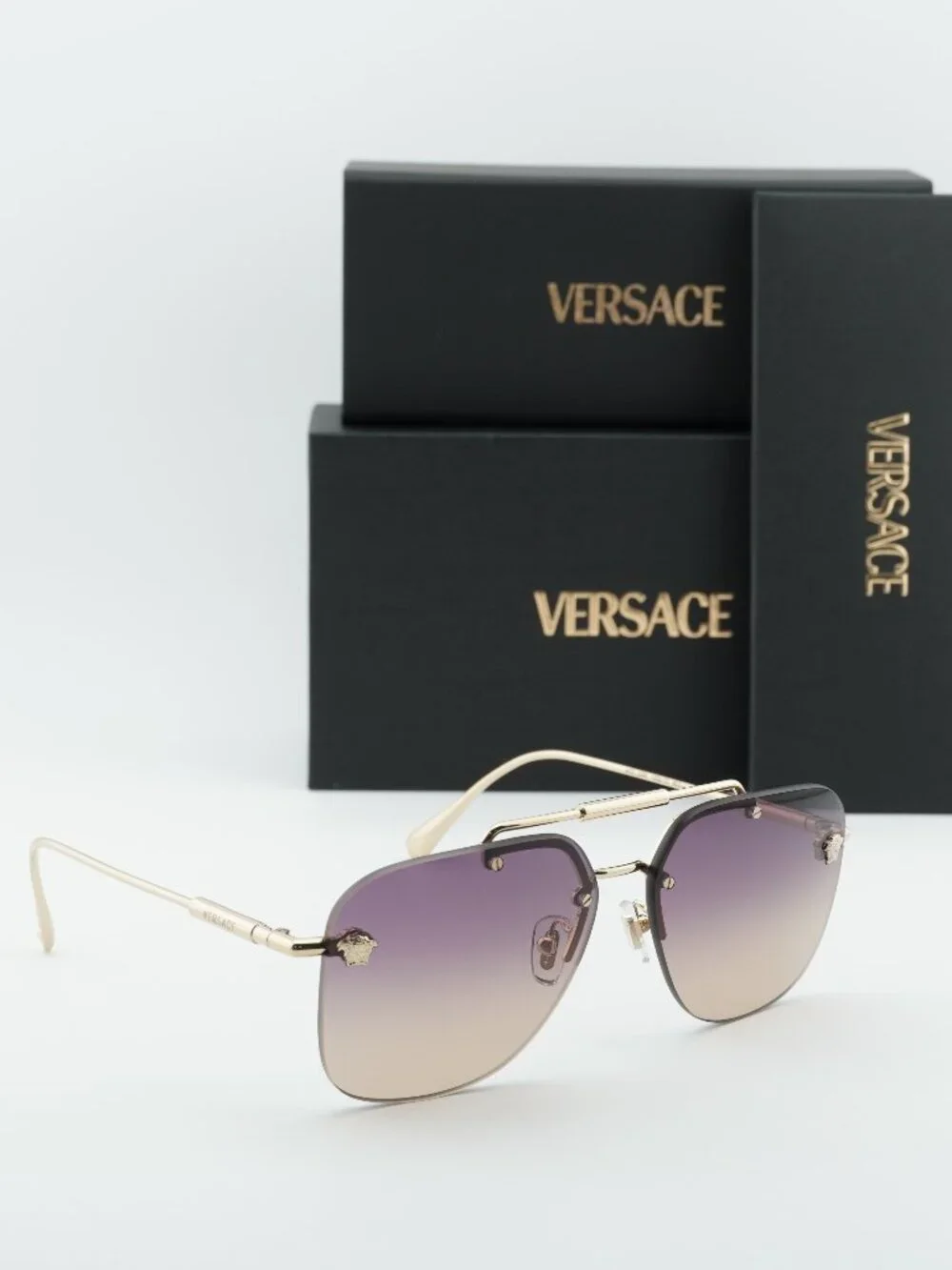 Versace VE2296 125270 Aviator Sunglasses – Gold / Violet